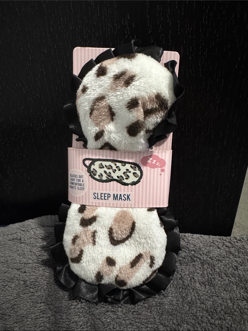 Plush Leopard Print Sleep Mask - Soft Faux Fur Eye Mask